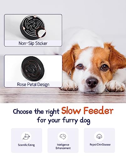 Floatant Slow Feeder Dog Bowls Medium Large Breed Ceramic, 7.6 In Dog Slow Feeder Bowl For Fast Eaters, Non Slip Slow Eating Dog Bowl For Dry And Wet Food, Puzzle Dog Food Bowl, Black #TOP3