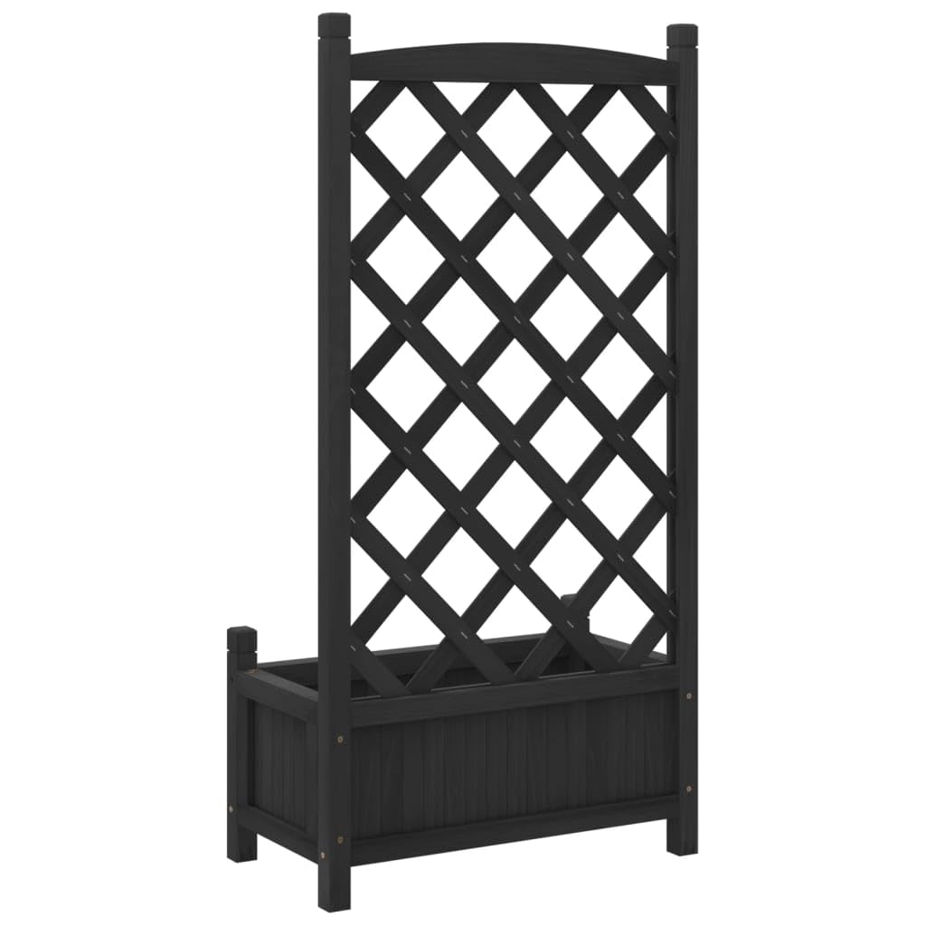 Macetero con enrejado negro de madera maciza de abeto, 55 x 29,5 x 110 cm, enrejado para plantas trepadoras, jardineras para jardín y terraza, ayuda para rosas o hiedra