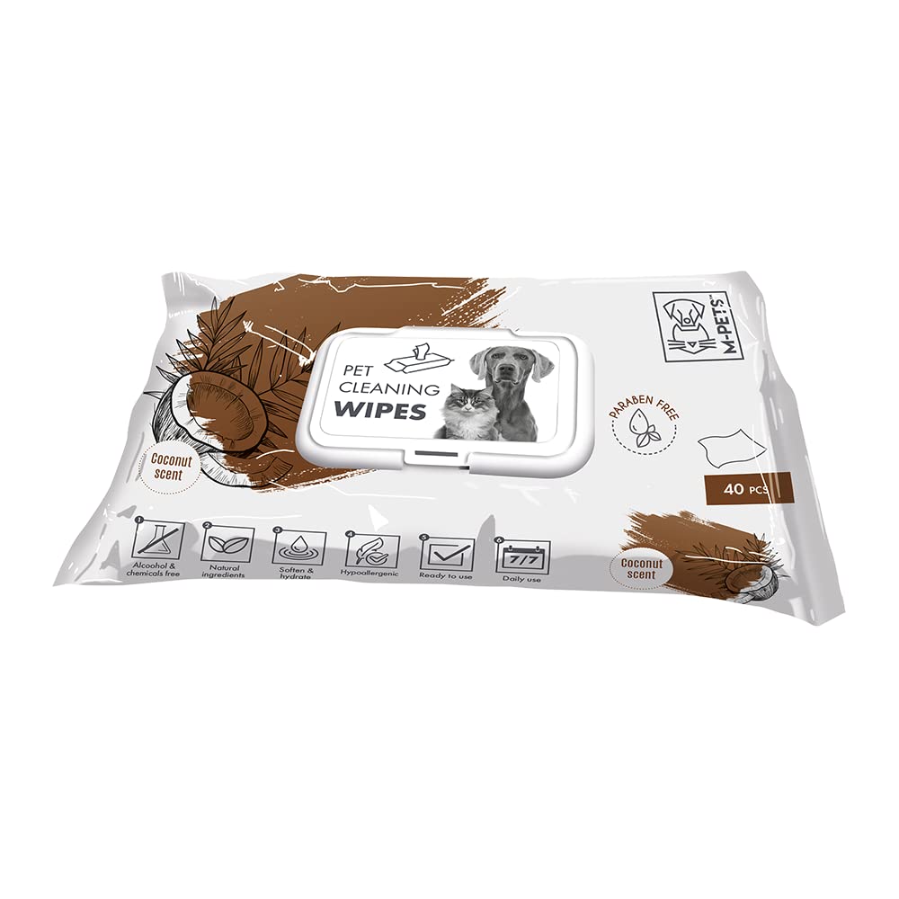 M-PETS Pet Cleaning & Grooming Wipes for Dogs & Cats, Hypoallergenic, Nourishing & Moisturizing, Removes Odour, Dirt, Dander, for Daily Use, Alcohol & Paraben Free, Coconut Scented (40 Wipes) (B0BFXCNGQ2) Amazon Price History, Amazon Price Tracker