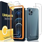 [2+2 Pack] UniqueMe Front and Back Screen Protector Compatible with iPhone 12 / iPhone 12 Pro 6.1...