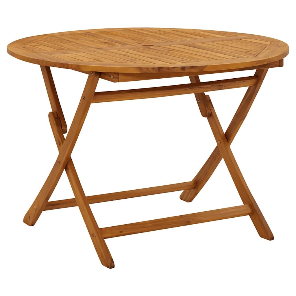 vidaXL Solid Acacia Wood Folding Garden Table – Round Outdoor Patio Table – Weather-resistant and Easy to Clean