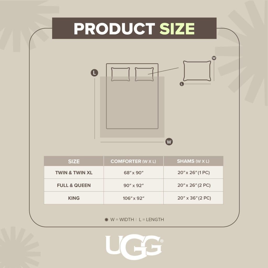 UGG Full/Queen Comforter Set – 3 Piece Luxury Reversible Plush Queen Bed Set with Down Alternative Fill, Soft Comforter Bedding Set with 2 Queen Shams for Home & Bedroom Decor, Seal Gray (Corey) - Image 8