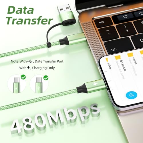 Image of USB A /C to USB C Cable, 4 in 2 Type C Multi Charging Cable [2 Pack, 5FT]