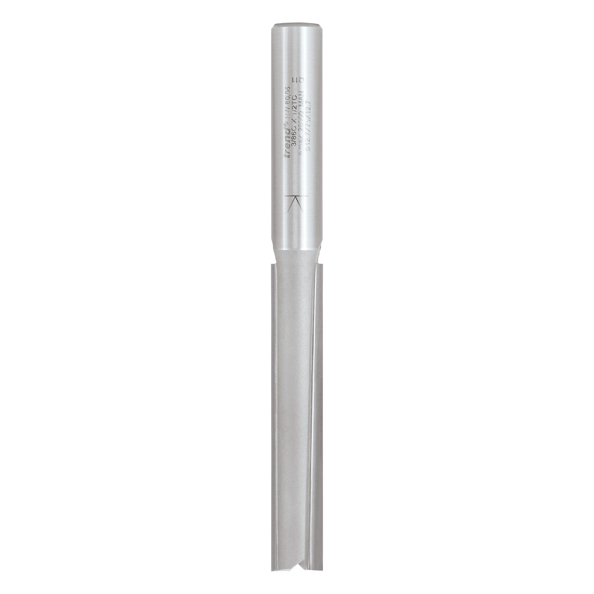 Trend Profesjonalny frez dwupiórowy do frezarki górnowrzecionowej, trzpień 1/2 cala, średnica cięcia 12,7 mm, długość cięcia 75 mm, węglik spiekany (TCT), szlifowanie z luzem, 3/86CX1/2TC