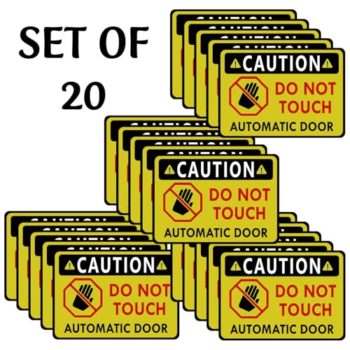 Image of CVANU Caution Do Not Touch Automatic Door Warning Safety Self-Adhesive Waterproof PVC Vinyl Sign Sticker Size (11.7inchX8.3inch) Pack of 20
