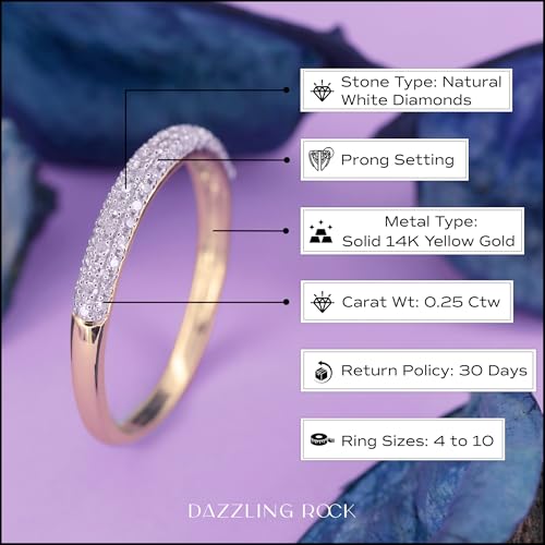 Dazzlingrock Collection 0.25 Cttw Round White Diamond 3 Row Studded Stackable Wedding Band for Women in 14K Solid Gold4