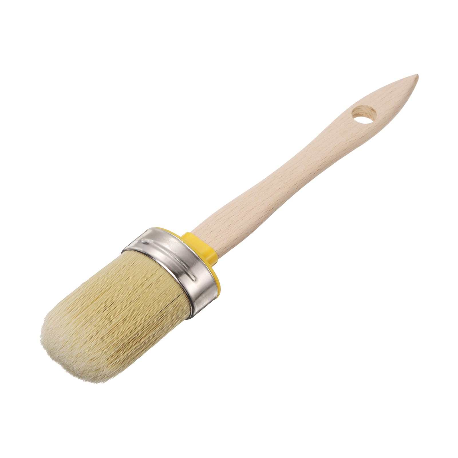 sourcing map Wax Paint Brushes, 2 x 1.5 Inch Chalk Stencil Brush, Oval PET Fiber Bristle with Wood Handle, Painting Tool for Furniture DIY Home Decor Art Crafts, Yellow