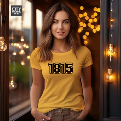 T-shirt 1815 femme jaune coton top mode taille M original - 4