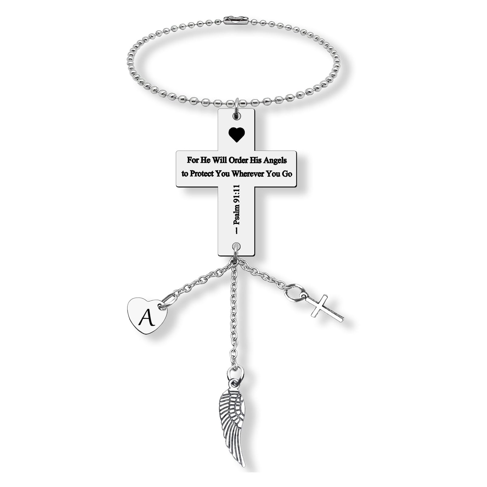 Bible Verse Hanging Ornaments Christian Initial A Rear View Mirror Hanging Accessories Scripture Religious Faith Gift