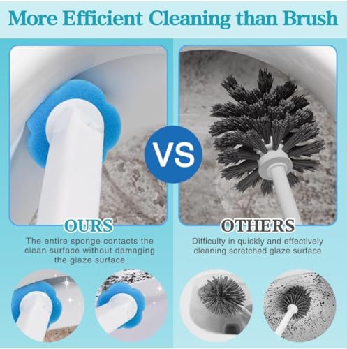 Image of Leilanis Disposable Toilet Brush Kit, Toilet Cleaning System with Refills, Wall-Mounted Holder, 6 Brushes, Dark Green /White /Gray (White)