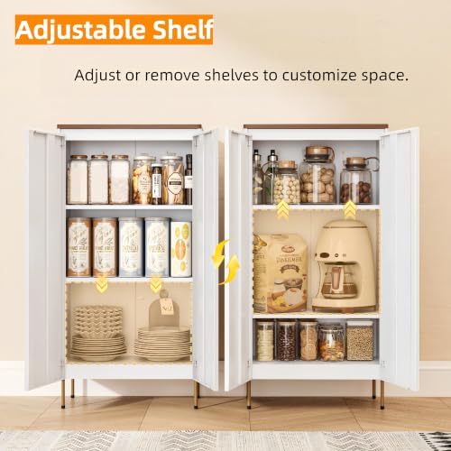 Image of 47.5 inch Metal Accent Storage Cabinet with Doors & Adjustable Shelves