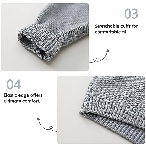 Pureborn Toddler Boys Girls Pullover Sweater Cotton Knit Warm Crewneck Long Sleeve Tops Solid Gray 4-5T #TOP4
