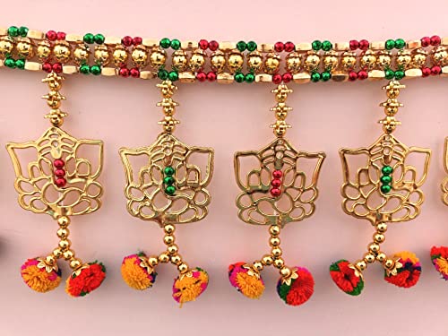 Image of CREYENTES Torans For Entrance Door Swastik Home Decor Door Toran For Home Hangings Decoration And Office Decoration (Multi Colour) 3 Ft Bandarwal Toran(Patti Ganesh, 92 Cm)