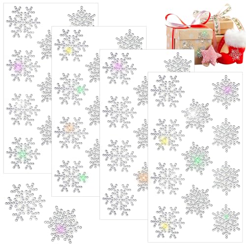 Image of Epakh 84 Pcs Stickers Glitter Bling Rhinestone Sticker Snowflake Silver
