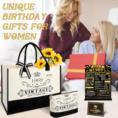 Image of 57th Birthday Gift for Women-Vintage 1969 Canvas Tote Bag,Makeup Bag,Poster