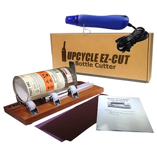 Glass Bottle Cutter (Deluxe) Kit, Upcycle EZ-Cut: Beer & Wine Bottle Cutting + Edge Sanding Paper & Heat Tool