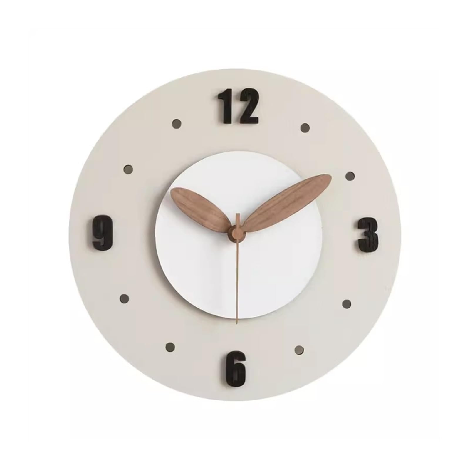 J9V4G6S3B5 Analogue Wall Clock Clock Wall Living Room Household Cream Watch No Punch Mute Simple Modern Hanging for Room Decoration(Large)