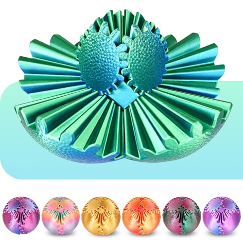 Gear Ball Fidget Spielzeug Steampunk Zahnrad Kugel Stressabbau Sensorisches Spielzeug autistische Kinder Erwachsene 3D Gedruckt Lustiges Geburtstagsgeschenk Weihnachten Ostern (Weihnachtsgrün,8 cm)