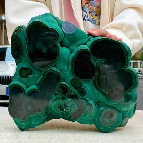 Quartz en cristal de malachite polie d'exception, pièce unique 500g