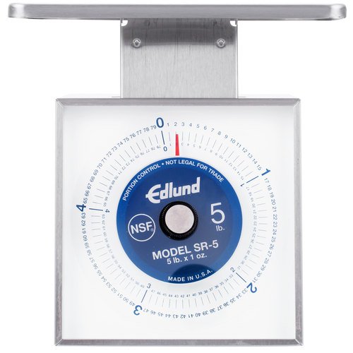 Edlund SR-5 OP Premier Series Portion Scale with Oversized 7" x 8.75" Platform | Rotating Dial Weighing Plate for Kitchen Supermarket Diner | 5 Lb Capacity, 7"W x 8.75"D x 9"H, Stainless Steel, NSF