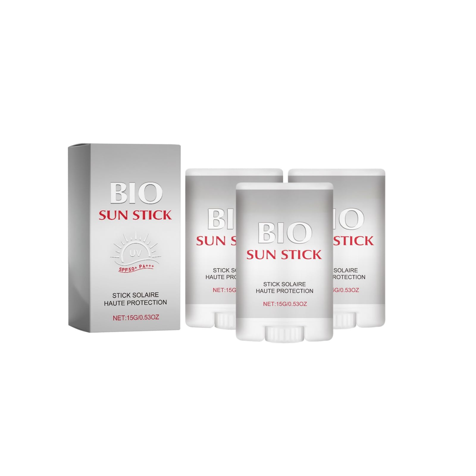 Peptide 9 Bio Sun Stick SPF 50, Bio Sun Stick SPF 50, Bio Sun Stick, protector solar facial con ácido hialurónico, ligero y no graso, portátil, protege la piel de los rayos UV B (3 piezas)