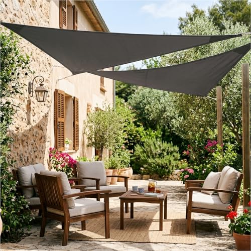 Voile d'ombrage triangulaire imperméable 3,5x3,5x4,95m pour terrasse