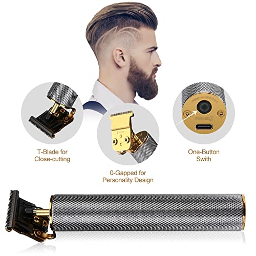 Vetmor Zero Gapped Trimmers Hair Liners For Men Edge Up Clippers T Blade Trimmer Lineup Precision Hairline Professional Edgers Clippers (Silver) #TOP1