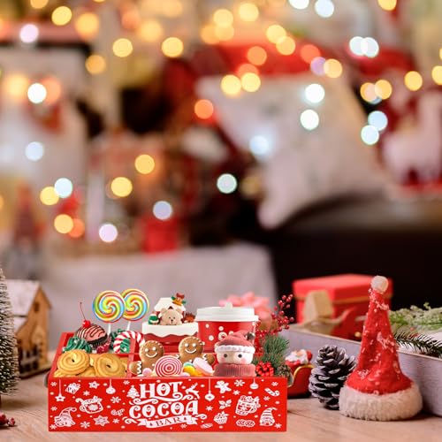 Rangement en bois de Noël 4 compartiments pour cuisine et accessoires de chocolat chaud - 7