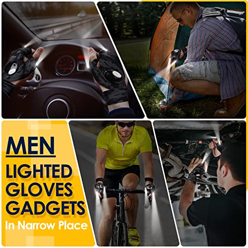 Image of PARIGO LED Gloves with Fights Finger Flashlight Gloves for Men Adults Gifts | Mens Stocking Stuffers Tool Gifts for Men Husband Him Grandpa Papa Step Dad, Cool Gadgets for Men Fishing Camping Car Repairs