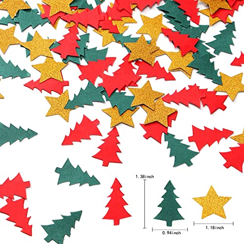 Image of Christmas Holiday Confetti Glitter Sprinkles Red Green White Christmas Tree Star Table Confetti 300pcs,Thanksgiving, Weddings, New Years, Birthdays, Winter Party Decoration Lasting Surprise