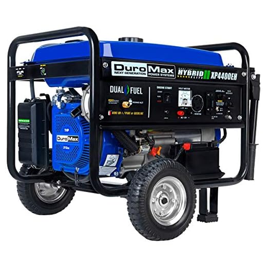 DuroMax XP4400EH Dual Fuel Portable Generator-4400 Watt Gas or Propane Powered Electric Start-Camping & RV Ready, 50 State Approved, Blue and Black