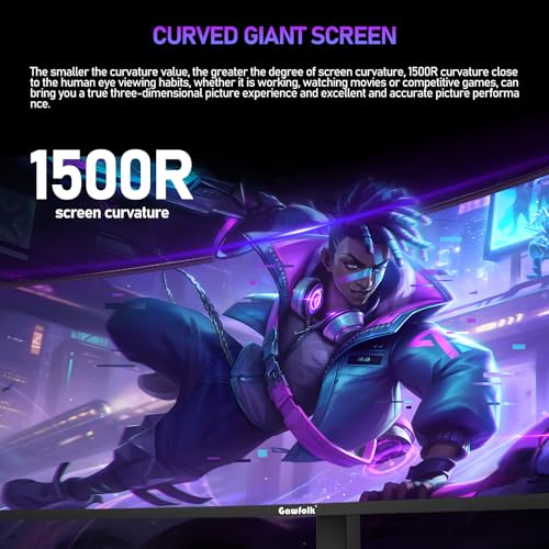 Gawfolk 124,5 cm (49 Zoll) Ultra-breiter gebogener 1500R Gaming-Computer-Monitor, DQHD (5120 × 1440), 165 Hz 4