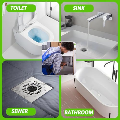 Image of Drain Snake, Drain Clog Remover,Hair snake Tool Opener, sink snake for Sewer Kitchen Sink Bathroom Tub Toilet Clogged Drains Relief Cleaning Tool(1pc 25 Inch +1pc 20inch) (Pack of 2)