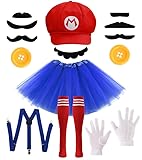 Photo Gallery super bros halloween kostüm damen 2025, 16-teiliges cosplay zubehör set mit blauem premium tutu-rock, hut, hosenträger, handschuhen & socken für karneval & mottoparty Photo Gallery super bros halloween kostüm damen 2025, 16-teiliges cosplay zubehör set mit blauem premium tutu-rock, hut, hosenträger, handschuhen & socken für karneval & mottoparty