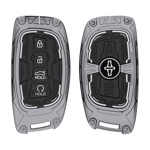 Image of Keyzone Iron Core Series Key Cover Compatible for Hyundai Exter, Venue, Elantra, Tucson, I20, Creta, Elite I20, Active I20, Aura, Verna 4s, Xcent, Alcazar 4b smart Key (Gunmetal)