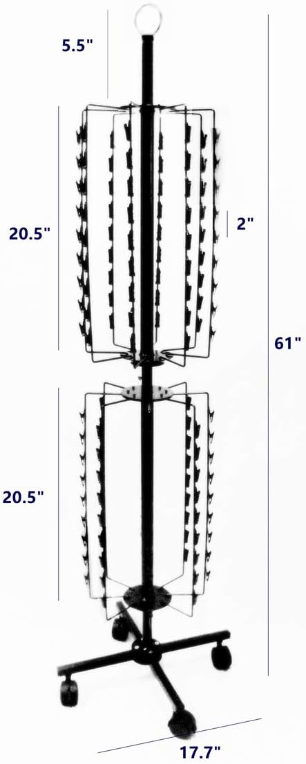 FixtureDisplays® Floorstanding Compatible with Strip Rack w/Header, Rotating, 144 Clips - Black 15967NEW-NPF