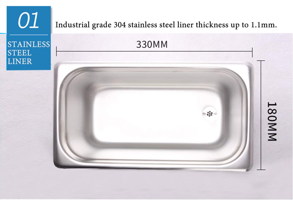 CGOLDENWALL 6L Limpiador Ultrasónico 40,000Hz de Potencia Ajustable 70-180W de Acero Inoxidable con Control de Temperatura Constante Limpieza para Disco de Vinilo, Piezas de Precisión