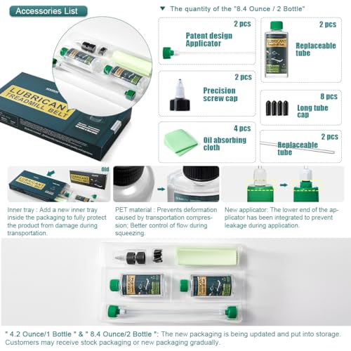 Image of SEKODAY Silicone Treadnmill Belt Lubricants /Lubes, High Temperature Resistant and Stable Lubricant,with Hard Application Tubes and Precision Screw Caps for Easy Use