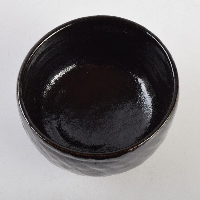 茶道具　八事窯　一休庵　中村道年造　黒楽茶碗　共箱　C　8879 八事窯 一休庵 中村道年作（初代） 黒楽写 茶碗 無傷 共布箱