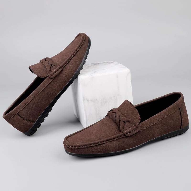 Men's Classic Suede Leather Slip On Casual Penny Loafers Flats Moccasin Driving Boat Shoes Comfort Handmade Smoking Slipper4