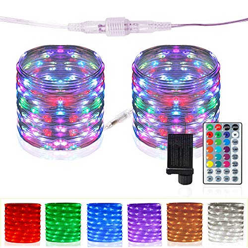 HAHOME Extendable Rope Lights, 80FT Rope 240 LEDs 16 Color Changing Outdoor String Lights with Remote for Bedroom Patio Wedding and Christmas Décor