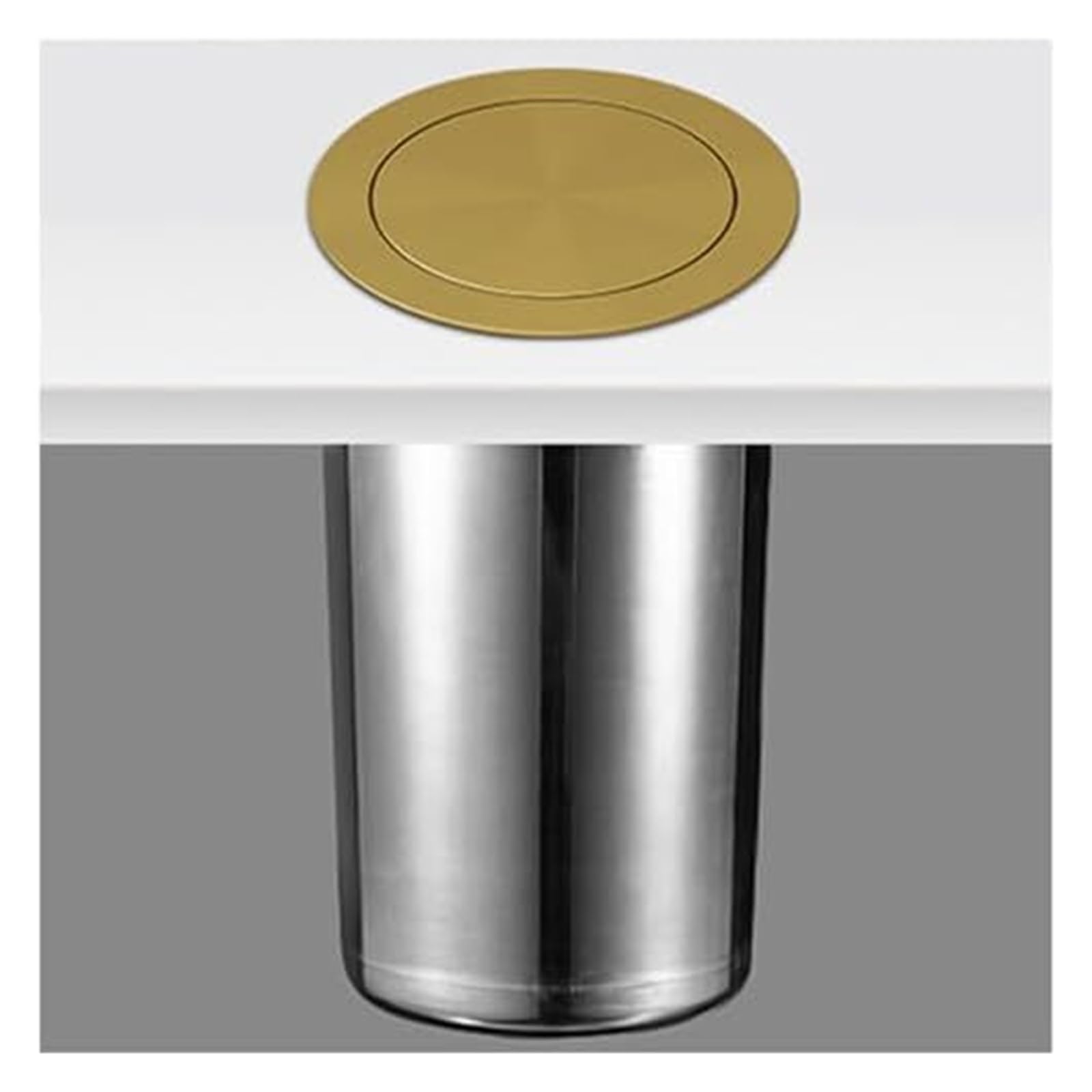 Built-in Countertop Trash Bin Lid， Countertop Built-in Kitchen Cabinet Trash Can Cover(Onecolor,Lid+bucket)