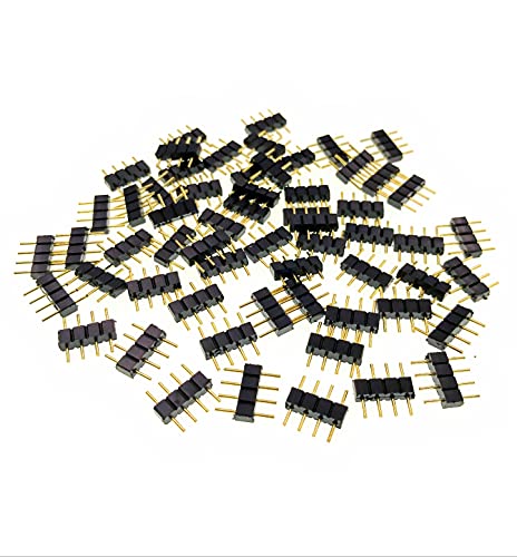 JZK 50 PCS LED strip connectors 4 pin male to male adapter plug for SMD 5050 3528 2835 RGB led light strip, kitchen led strip lights, led ribbon lights