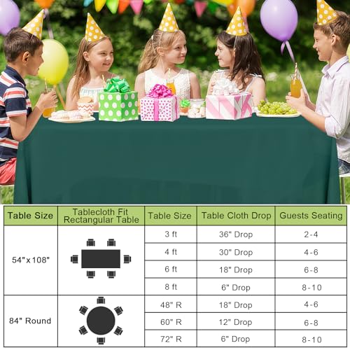 Image of Smiry Disposable Table Cloth 3 Pack, 54 x 108 Inch Waterproof Plastic Tablecloth, Decorative Rectangle Table Covers for Party, Birthday, Picnic, Christmas Green