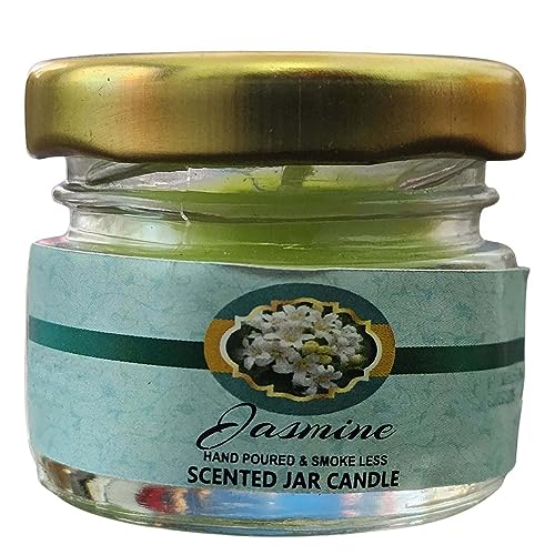 Image of Mini Jar Paraffin Wax Candles Perfect for Decoration of Dinner, Wedding Parties, Church, Spa, Restaurant, Smokeless Dripless Long Lasting(Jasmine, Set of 1 - Burn Time: 6 Hr)