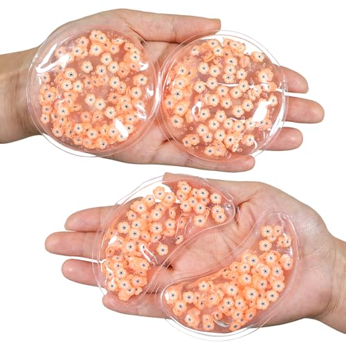 Image of 4PCS Gel Eye Ice Pack Set, Cold & Hot Compress, Reusable Cooling Gel Pads for Strain Relief, Relaxation, SPA and Sleep (4 Orange Flowers)