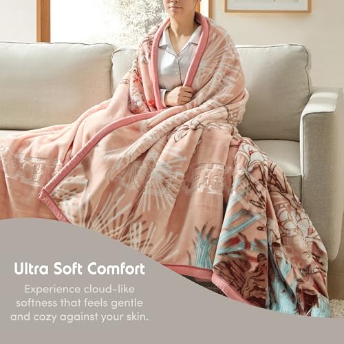 Image of Nestl Korean Mink Blanket King Size - 12 Lbs Velvet Fleece Korean Blanket - 2 Ply Warm & Thick Winter Blanket - Wrinkle & Fade Resistant - 87 x 94 Inches (Peach)