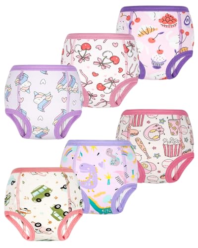 FLYISH DIRECT Baby Töpfchen Trainingshosen für Mädchen und Jungen, 6er Pack Töpfchen Unterwäsche für Töpfchentraining