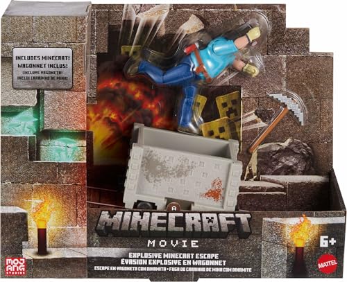 Mattel Minecraft Minecart Escape Action Figure Set with Steve - image 6