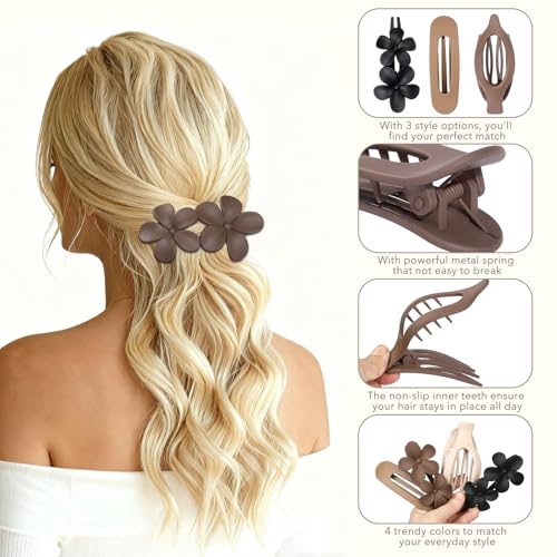 12 Pinzas Planas para Cabello - 3 Estilos Matte miniatura 4
